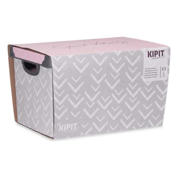 Set med stapelbara förvaringslådor Kipit Vibes Plast 29 x 23,5 x 39 cm