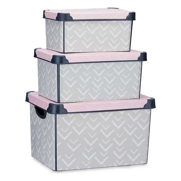 Set med stapelbara förvaringslådor Kipit Vibes Plast 29 x 23,5 x 39 cm