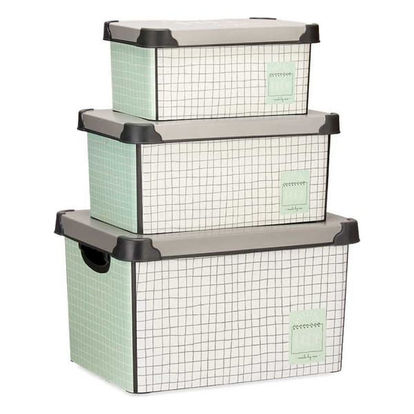 Set med stapelbara förvaringslådor Kipit Home Plast 29 x 23,5 x 39 cm