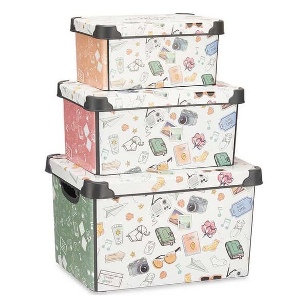 Set med stapelbara förvaringslådor Kipit Memories Plast 29 x 23,5 x 39 cm