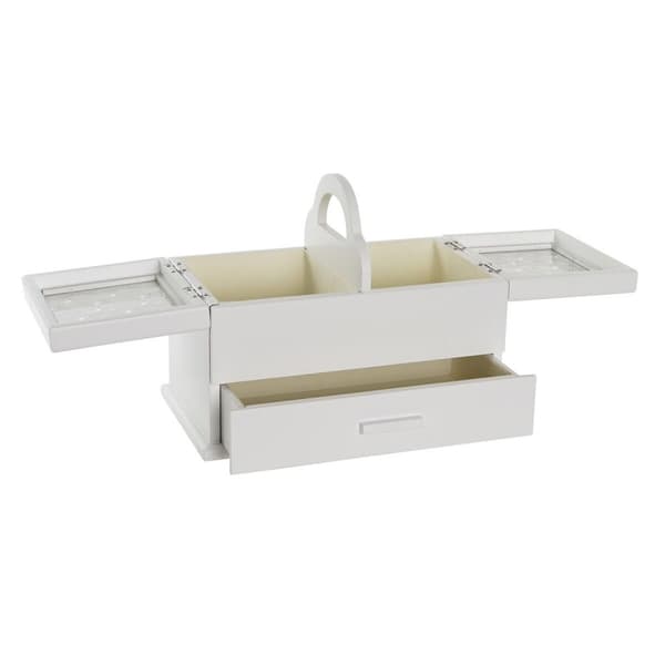 Smyckeskrin DKD Home Decor Glas Vit Elfenben Trä MDF 30 x 17 x 24 cm