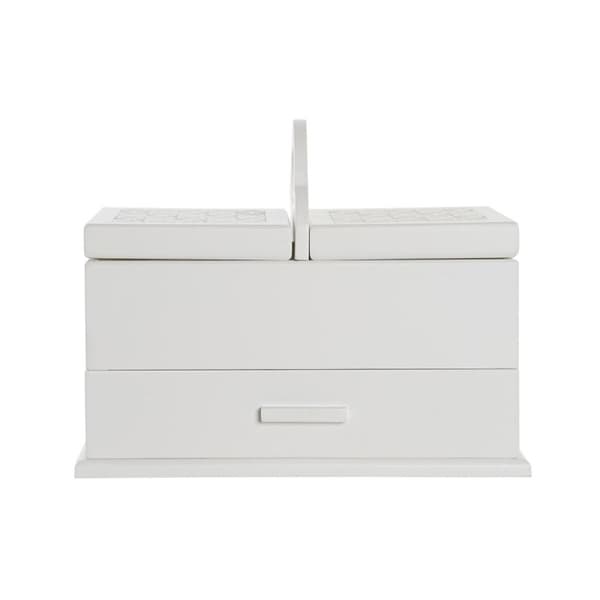 Smyckeskrin DKD Home Decor Glas Vit Elfenben Trä MDF 30 x 17 x 24 cm