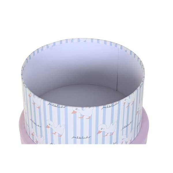 Set med stapelbara förvaringslådor DKD Home Decor Blå Rosa Papp (37,5 x 37,5 x 18 cm)
