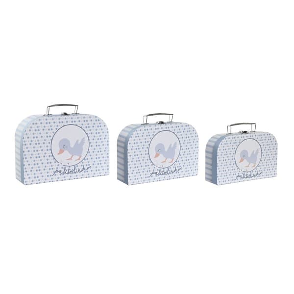 Uppsättning med Dekorativa Lådor DKD Home Decor 28 x 9,5 x 20 cm Blå Metall Multicolour Papp