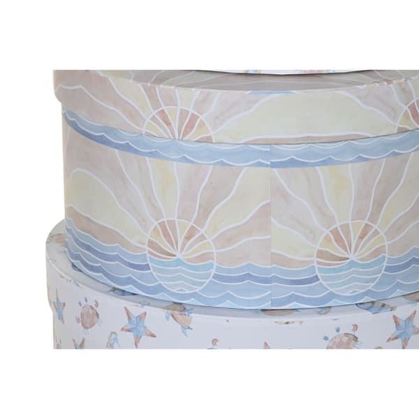 Set med stapelbara förvaringslådor DKD Home Decor Barn Multicolour Papp (37,5 x 37,5 x 18 cm)