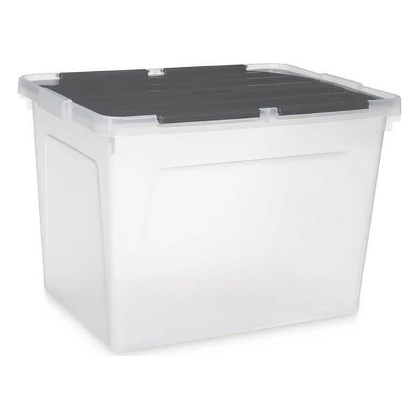 Förvaringslåda med lock Kipit 87953 Transparent Antracitgrå Plast 48 L (6 antal)
