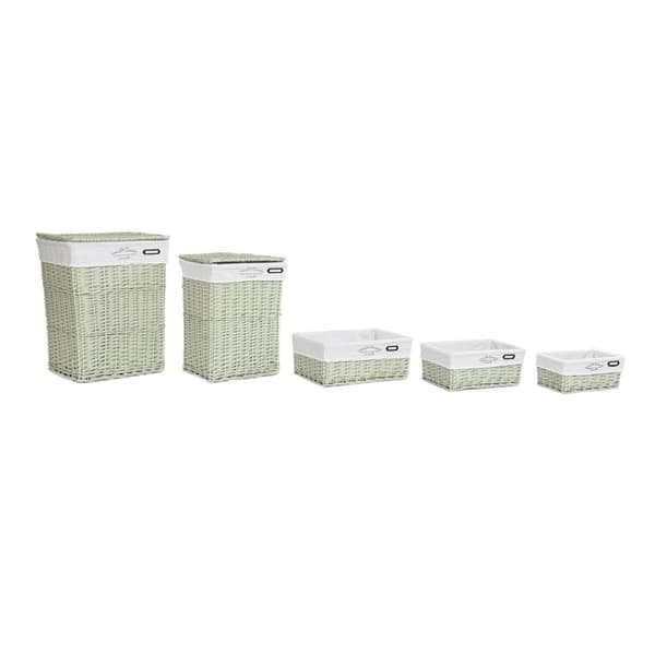 Multifunktionell korg DKD Home Decor Grön vide 44 x 34 x 56 cm 5 Delar