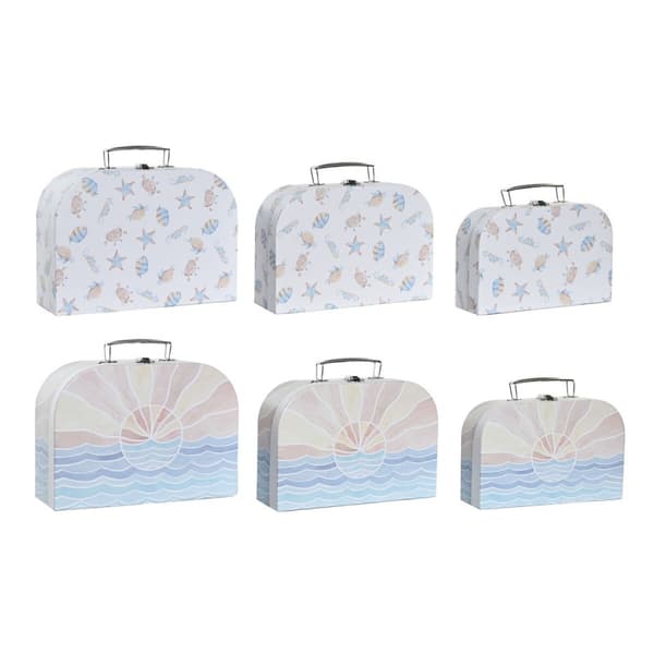 Uppsättning med Dekorativa Lådor DKD Home Decor Multicolour Metall Papp 28 x 9,5 x 20 cm (2 antal)