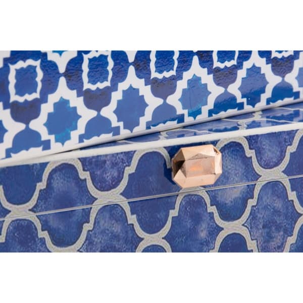 Smyckeskrin DKD Home Decor Blå Marinblå Trä 24 x 20 x 8 cm (2 antal)