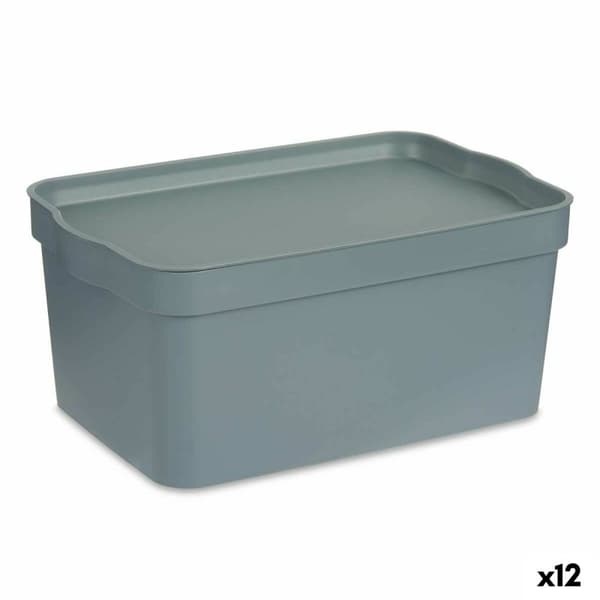 Förvaringslåda med lock Kipit TP594-2 Grå Plast 7,5 L 21 x 14,2 x 32 cm (12 antal)
