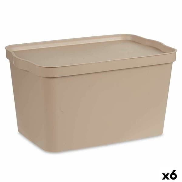 Förvaringslåda med lock Kipit TP596-3 Beige Plast 24 L 29,3 x 24,5 x 45 cm (6 antal)