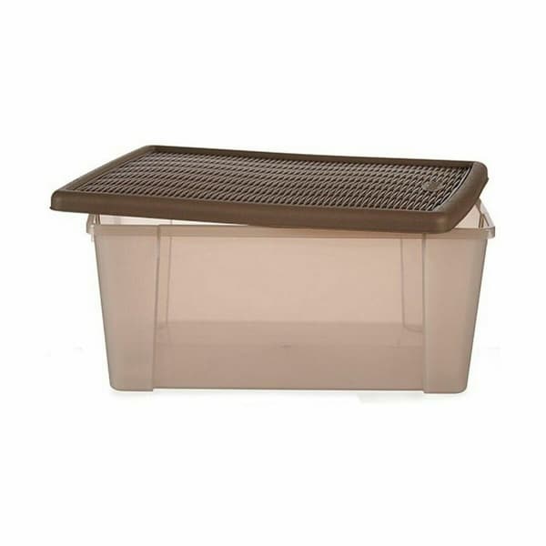 Förvaringslåda med lock Stefanplast Elegance Brun Plast 29 x 17 x 39 cm (6 antal)