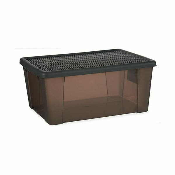 Förvaringslåda med lock Stefanplast Elegance Grå Plast 15 L 29 x 17 x 39 cm (6 antal)