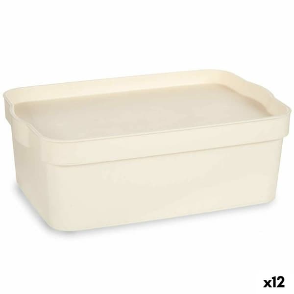 Förvaringslåda med lock Kipit TP593-4 Kräm Plast 6 L 21,5 x 11 x 31,5 cm (12 antal)