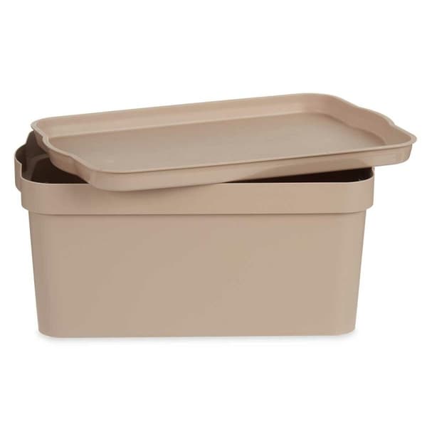 Förvaringslåda med lock Kipit TP594-3 Beige Plast 7,5 L 21,5 x 14,5 x 32 cm (12 antal)