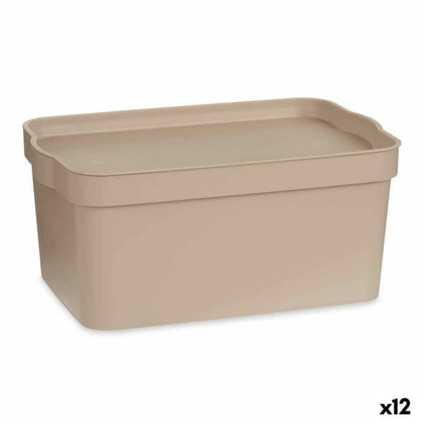 Förvaringslåda med lock Kipit TP594-3 Beige Plast 7,5 L 21,5 x 14,5 x 32 cm (12 antal)