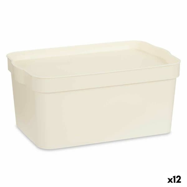Förvaringslåda med lock Kipit TP594-4 Kräm Plast 7,5 L 21,5 x 14,5 x 32 cm (12 antal)