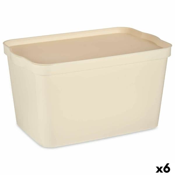 Förvaringslåda med lock Kipit TP596-3 Kräm Plast 24 L 29,3 x 24,5 x 45 cm (6 antal)