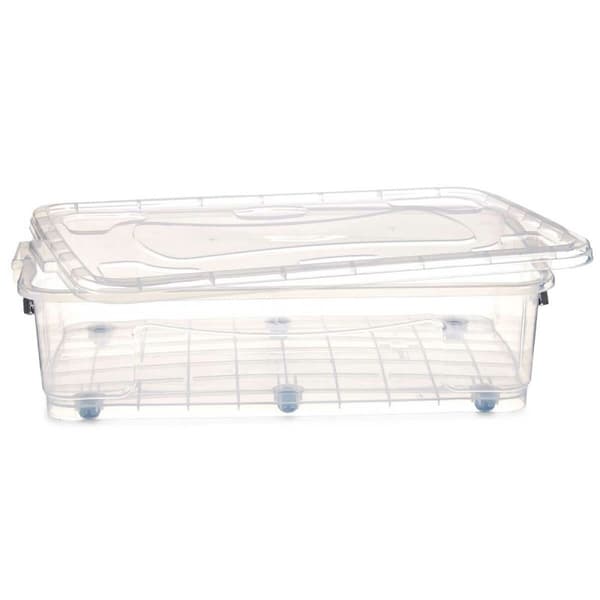 Förvaringslåda med hjul Transparent Plast 40 L 46,5 x 20 x 72,2 cm (6 antal)