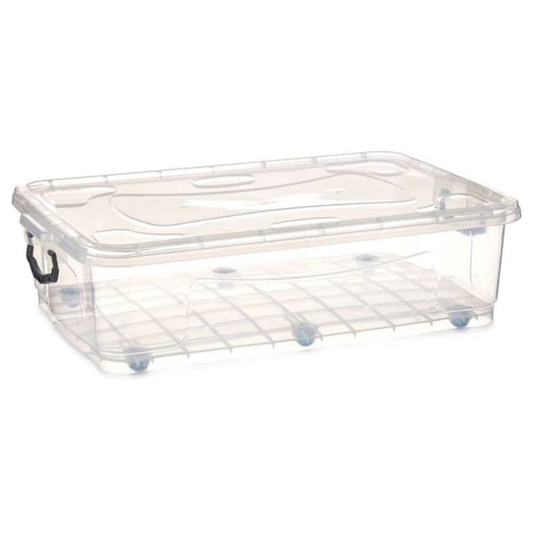 Förvaringslåda med hjul Transparent Plast 40 L 46,5 x 20 x 72,2 cm (6 antal)