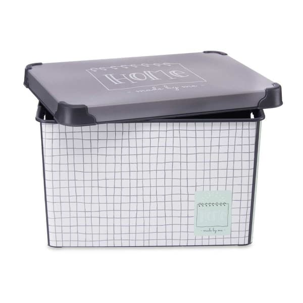 Förvaringslåda med lock Kipit Home Grå Plast Grafpapper 22 L 29 x 23,5 x 39 cm (12 antal)