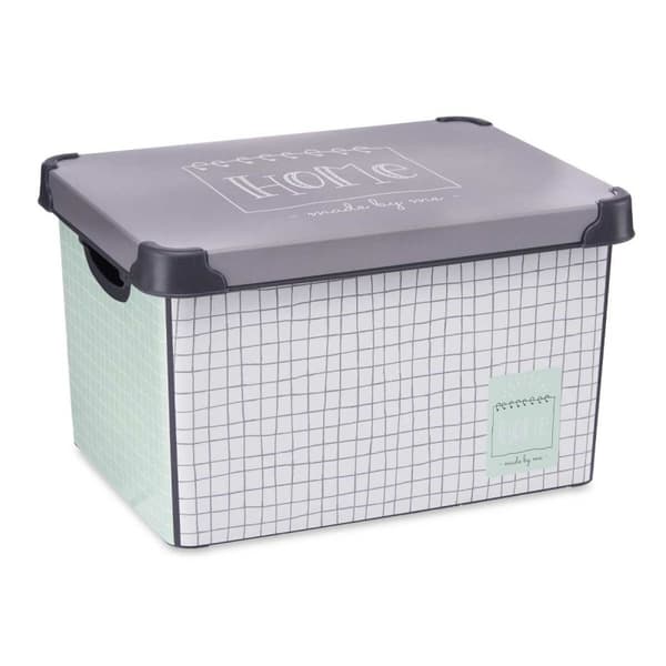 Förvaringslåda med lock Kipit Home Grå Plast Grafpapper 22 L 29 x 23,5 x 39 cm (12 antal)
