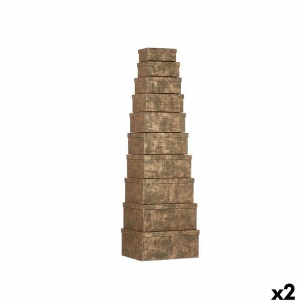 Set med stapelbara förvaringslådor Pincello 129 Svart Papp Ränder (2 antal)
