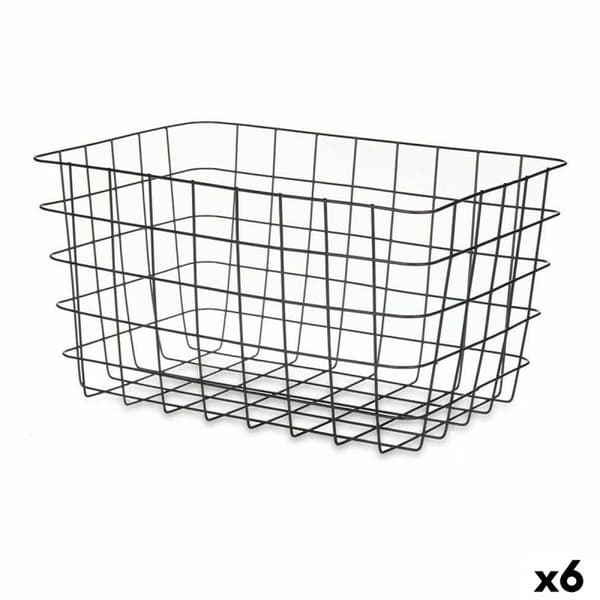 Multifunktionell korg Kinvara W5759K-L BLACK Svart Metall 38,5 x 20,5 x 28 cm Rektangulär (6 antal)