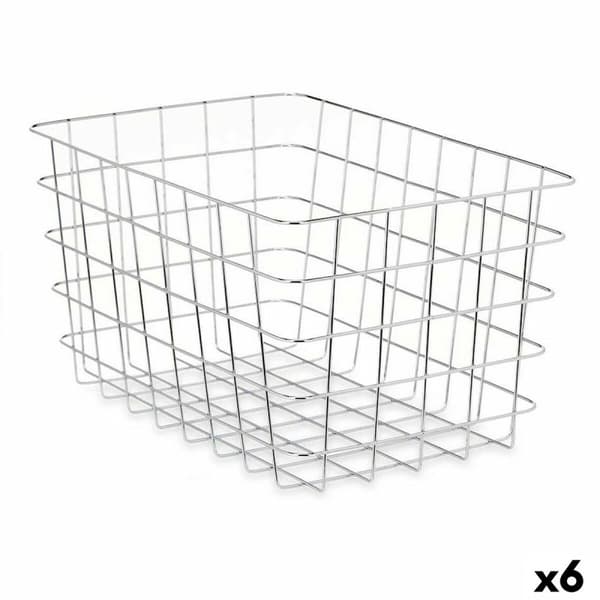 Multifunktionell korg Kinvara W5759K-L CHROME Silvrig Silver Metall 38 x 21 x 26 cm Rektangulär (6 antal)