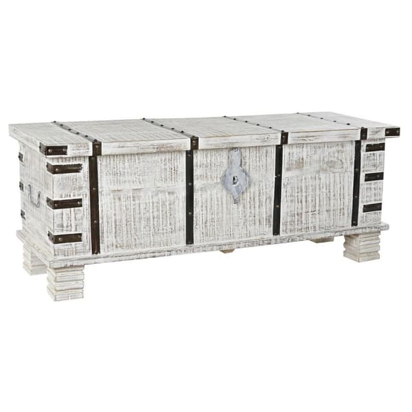 Kista DKD Home Decor Metall Vit Mangoträ (116 x 40 x 45 cm)