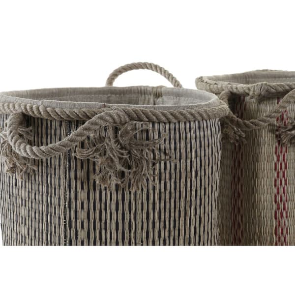 Multifunktionell korg DKD Home Decor Brun Svart Röd Jute Naturliga fibrer Boho 30 x 30 x 36 cm (2 antal)
