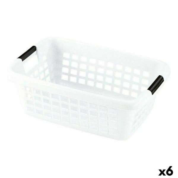 Tvättkorg Med handtag Vit 50 L (6 antal)