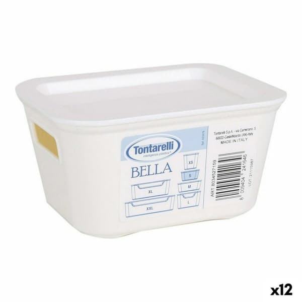 Förvaringslåda med lock Bella Vit 13,9 x 11,4 x 7,2 cm (12 antal)