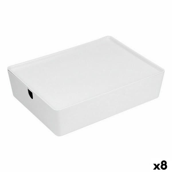 Stapelbar förvaringslåda Confortime Med lock 35 x 26 x 8,5 cm (8 antal)