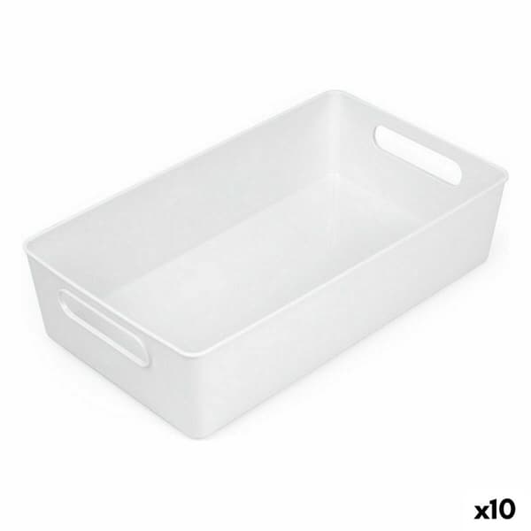 Multifunktionell korg Confortime Vit 38 x 22 x 9,5 cm (10 antal)