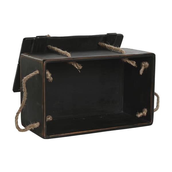 Förvaringslådor Home ESPRIT Svart Granträ 38 x 24 x 20 cm 3 Delar