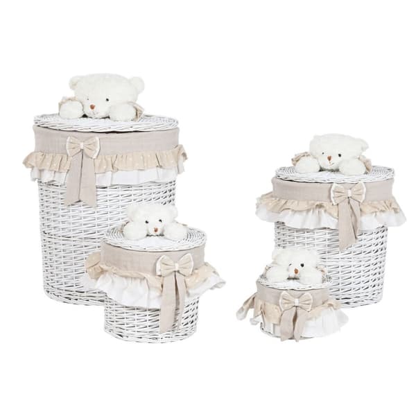 Tvättkorg Home ESPRIT Vit Beige vide Shabby Chic 45 x 45 x 68 cm 4 Delar