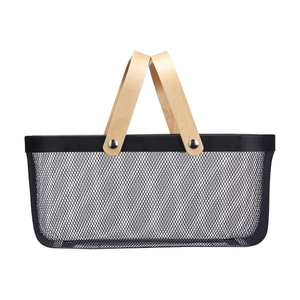 Multifunktionell korg Kinvara 1031 Svart Trä Metall 42,5 x 18 x 26,5 cm (6 antal)