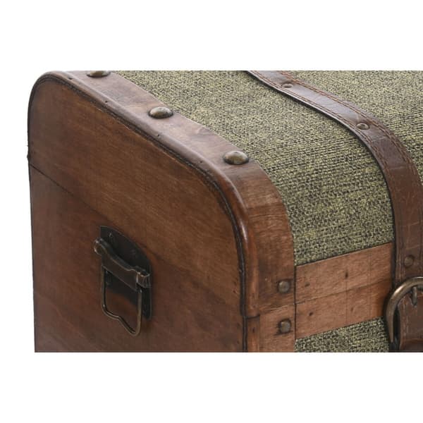 Koffertset Home ESPRIT Grön Multicolour Trä Kanvas Tropiskt 60 x 43,5 x 42 cm (3 antal)