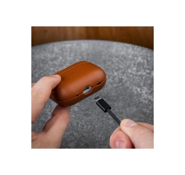 Kiinteä, kuulokekotelo MagSafe-tuella, Apple AirPods Pro 2/Pro 2 (USB-C), ruskea, nahka