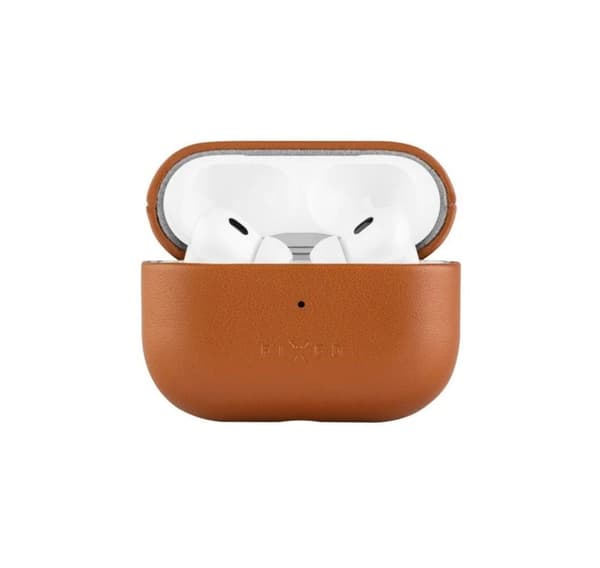 Kiinteä, kuulokekotelo MagSafe-tuella, Apple AirPods Pro 2/Pro 2 (USB-C), ruskea, nahka