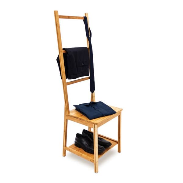 Relaxdays Bambu handduksställ, sängbord med 2 hyllor HLP 133 x 40 x 42 cm, badrum, natur