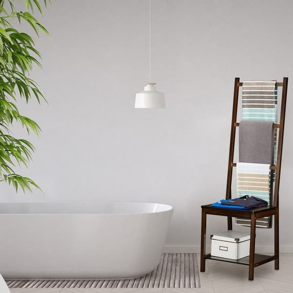 Relaxdays Handdukshållare Bath Betjänad Sovrum Omklädningsstol Bambu 133x40x42cm, Mörkbrun