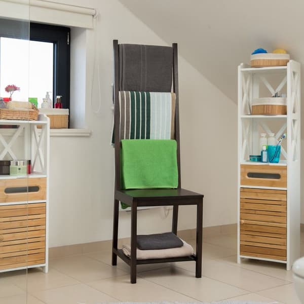 Relaxdays Handdukshållare Bath Betjänad Sovrum Omklädningsstol Bambu 133x40x42cm, Mörkbrun