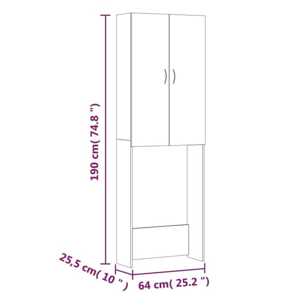 Tvättmaskinsskåp svart 64x25,5x190 cm