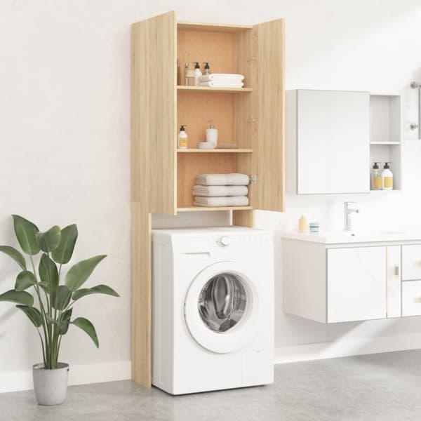 vaskemaskineskab 64x25,5x190 cm sonoma-eg