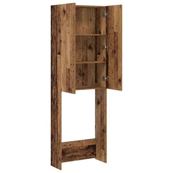 Tvättmaskinsskåp åldrat trä 64x25,5x190 cm