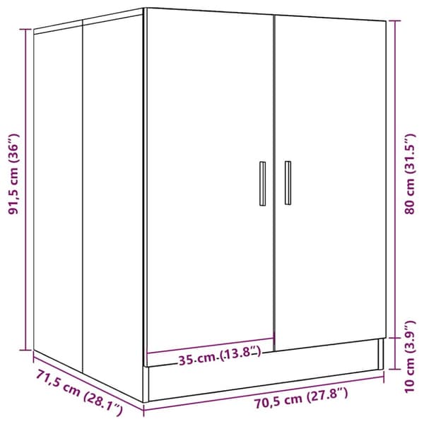 vaskemaskineskab 70,5x71,5x91,5 cm kunsteg