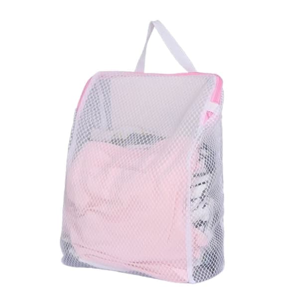 Tvättmaskins-specifik – Tvättnät med dragkedja och handtag, flera storlekar Rosa 20*30*8CM