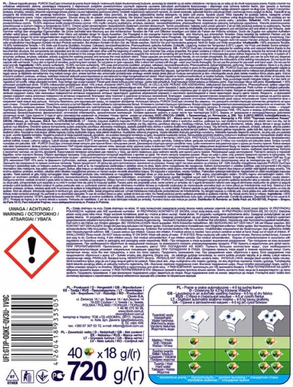 Tekstiilinpesukapselit 40 kpl universaali
